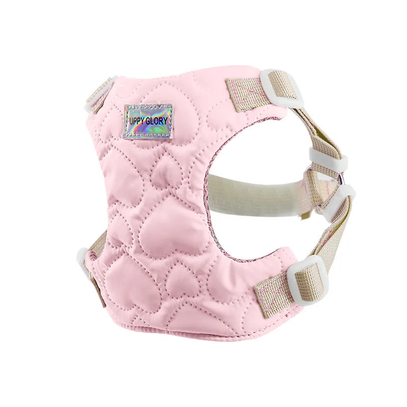Dog Harness for Small Medium Dogs Cute Heart Pattern Adjustable Nylon Lined Puppy Vest Harness French Bulldog Pet Accessories
