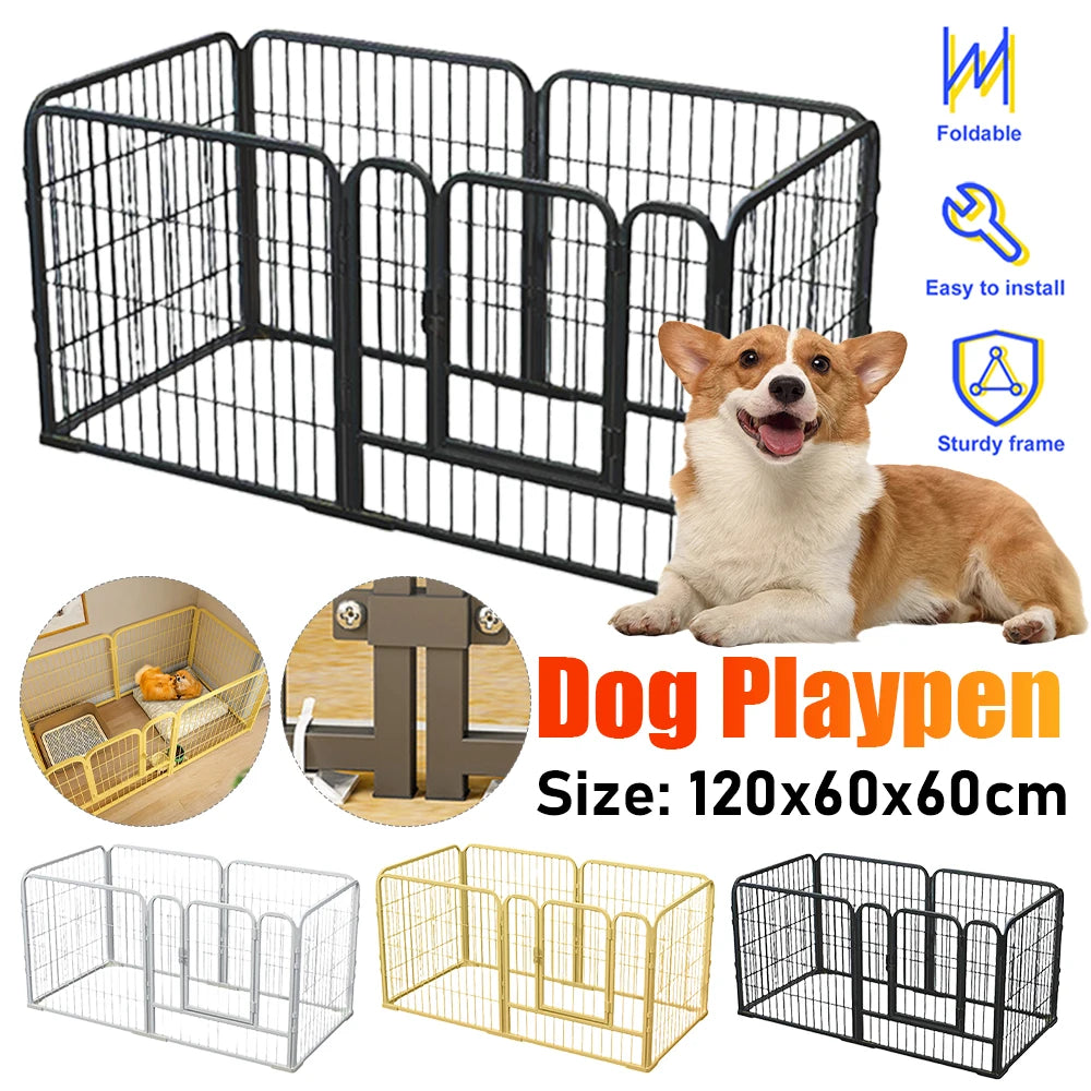 6 Panels Dog Fence Playpen Foldable Exercise Puppy Kennel Cage Heavy Duty Dog Exercise Fence for Dog Cat Rabbit Pet Exercise