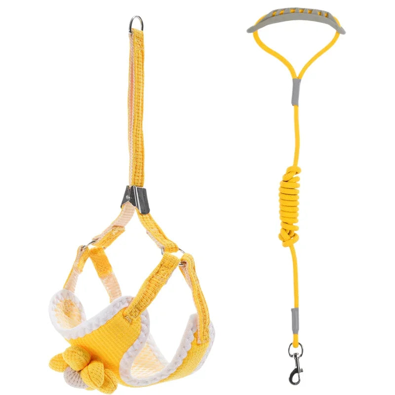 Dog Harness with 1.2m Leash Set Adjustable Pet Harness For Puppy Cats Chihuahua French Bulldog Outdoor Walking Lead Leash