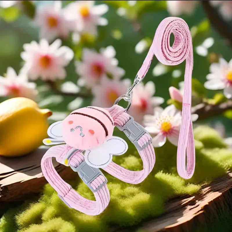 Cat Harness Set with Anti-Escape Leash, H-Shaped Red Adjustable Harness for Cats