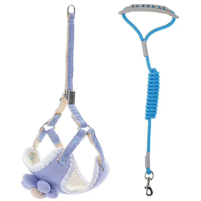 Dog Harness with 1.2m Leash Set Adjustable Pet Harness For Puppy Cats Chihuahua French Bulldog Outdoor Walking Lead Leash