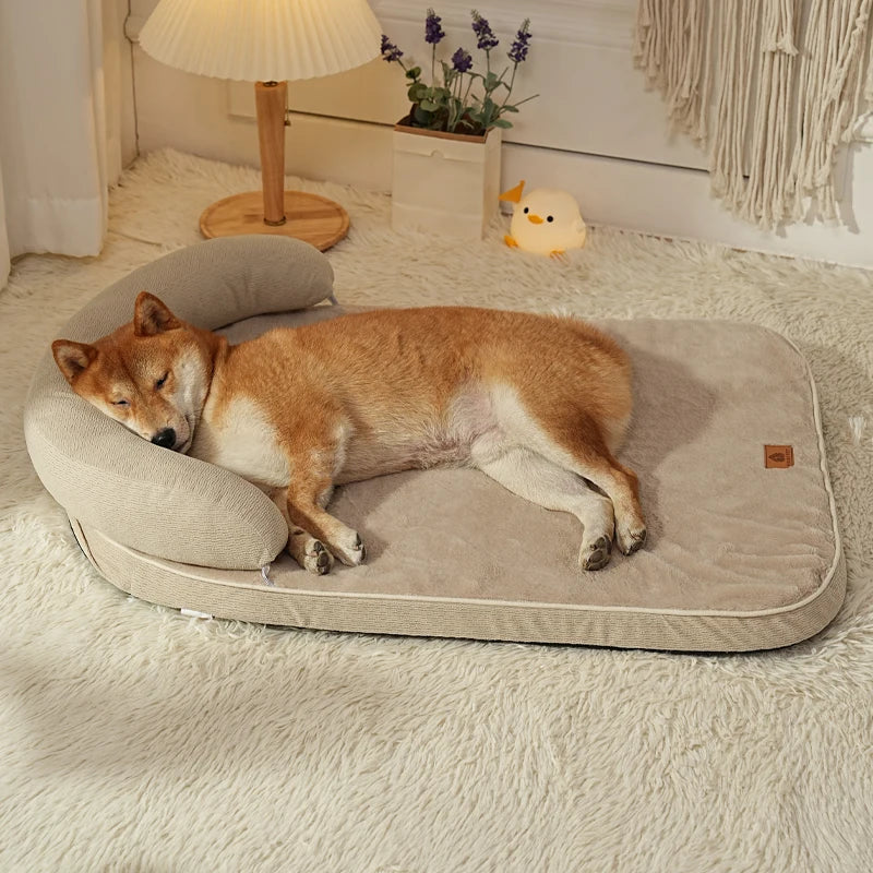 Dog Beds for Medium Large Dogs,Sofa Dog Bed with Pillow,Soft Pet Bed for Support Bolster,Wintert Pet Bed & Non-Slip Bottom
