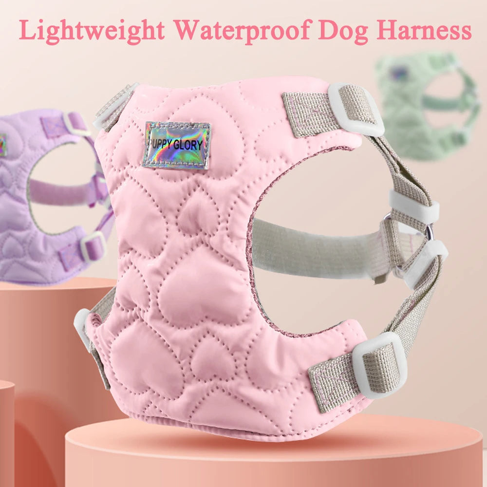 Dog Harness for Small Medium Dogs Cute Heart Pattern Adjustable Nylon Lined Puppy Vest Harness French Bulldog Pet Accessories