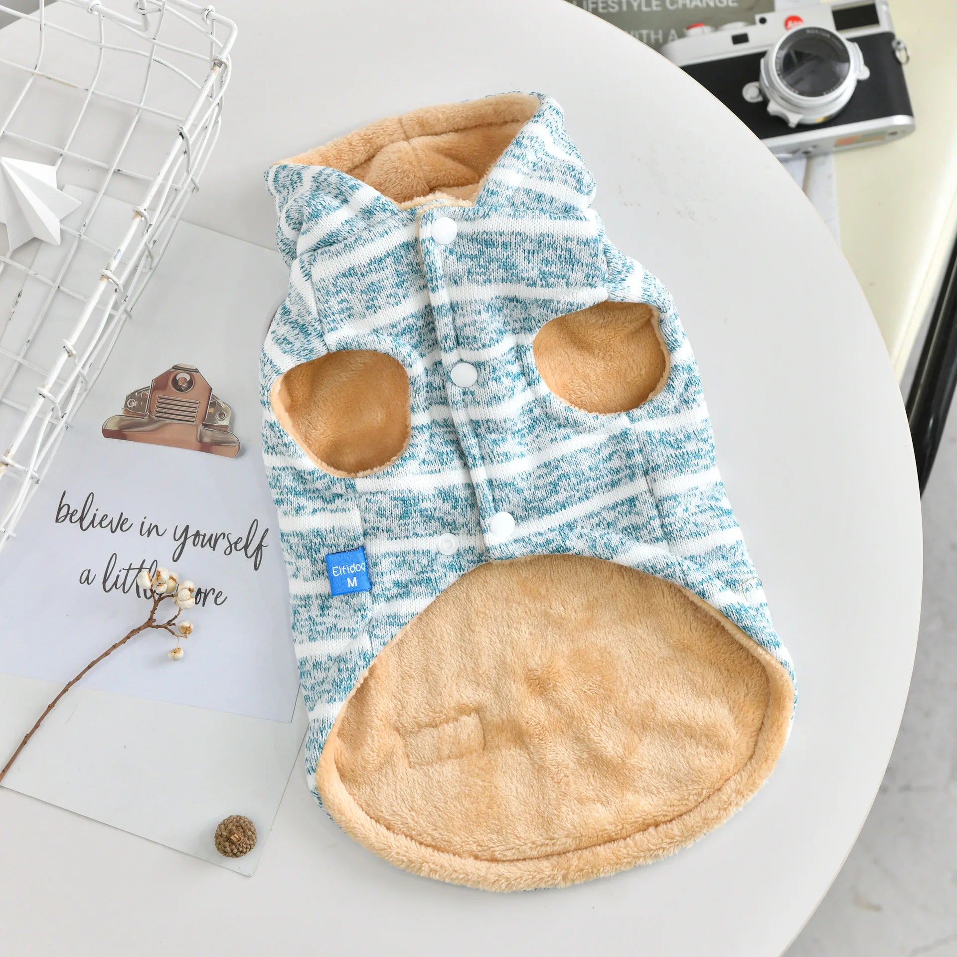 2025 Hooded Dog Sweater - Striped Thermal Lined Coat for Small Medium Dogs, Cozy Pet Clothes for Cold Winter