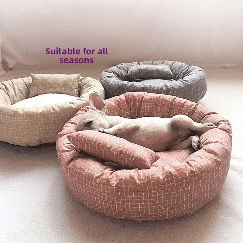 All-Season Pet Bed - Summer Cat Mat & Dog Cushion with Cotton Padding | Versatile Pet Furniture for Indoor Comfort & Rest