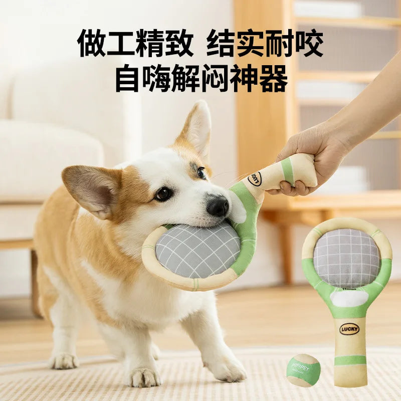 Dog Tennis Sports Soundpaper Racquet Toy Teddy Teeth Grinding Companion Pet Supplies Dog Toys for Small Dogs Puppy Accessories