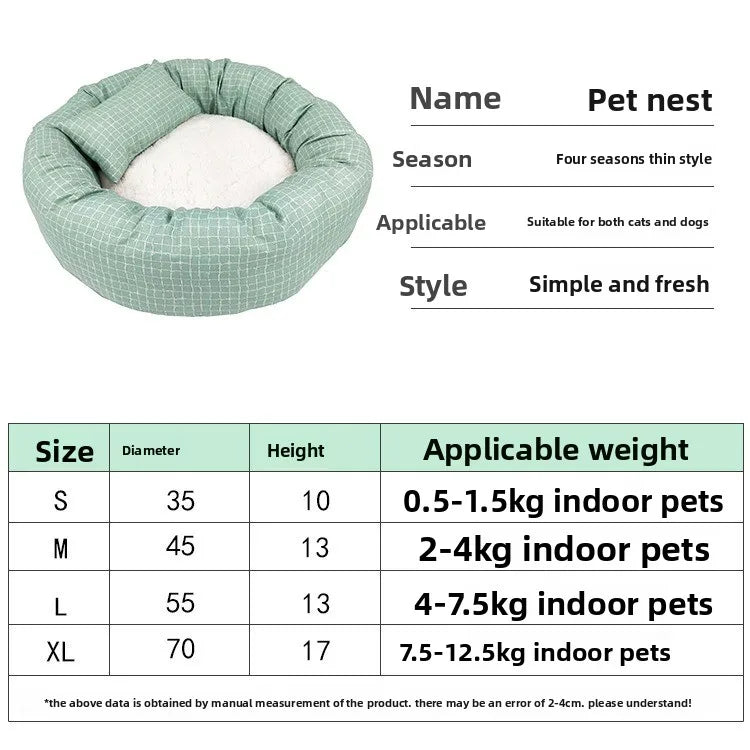 All-Season Pet Bed - Summer Cat Mat & Dog Cushion with Cotton Padding | Versatile Pet Furniture for Indoor Comfort & Rest