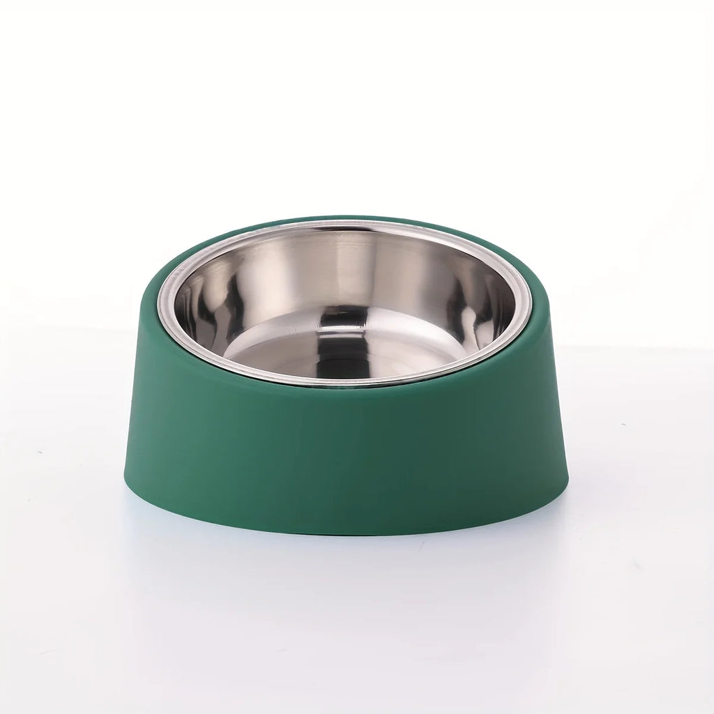 Pet Bowl, Slanted Mouth, Elevated Dog Bowl, Stainless Steel Dog Food Bowl with Bowl Rack, Water Basin, Durable and Detachable
