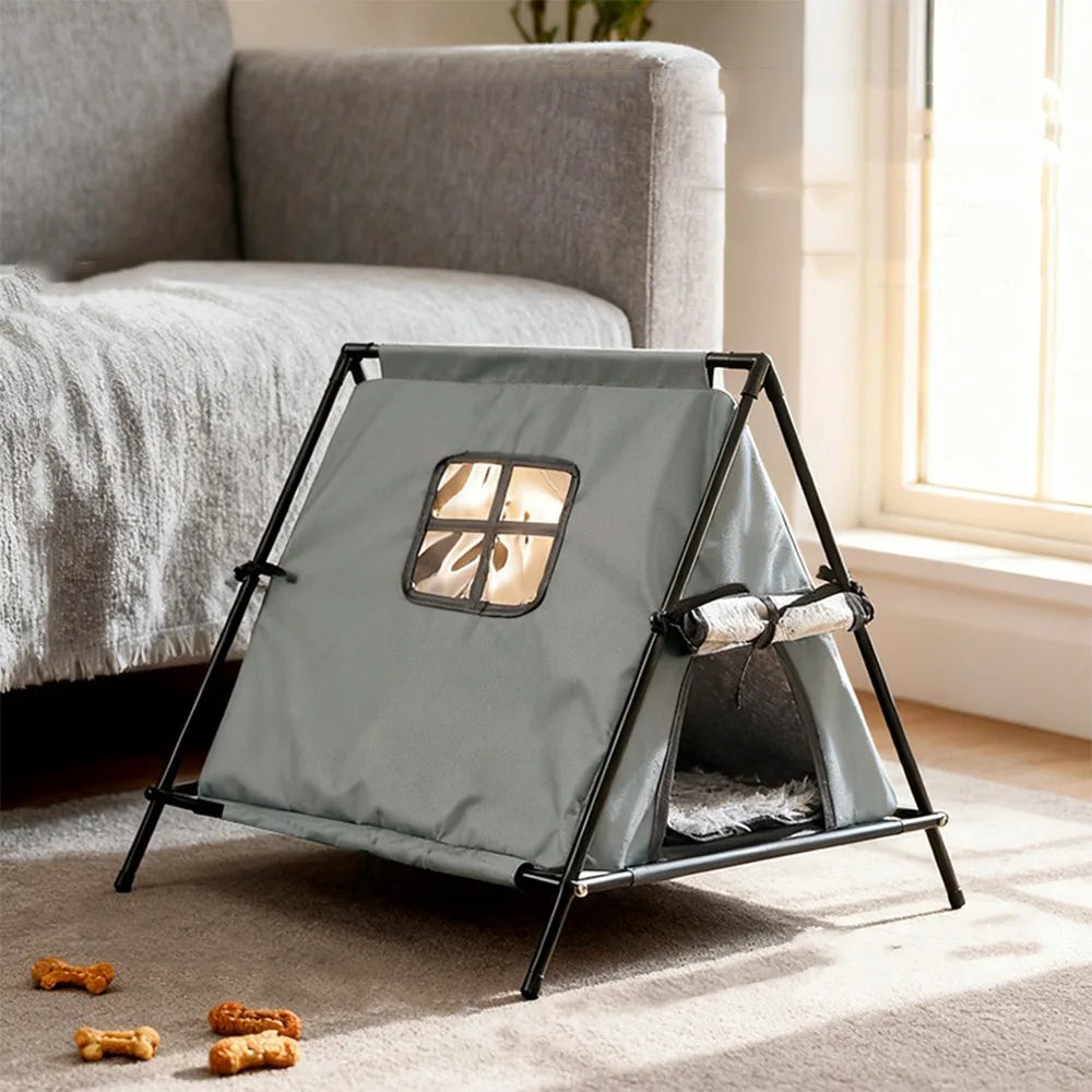 Minimalist Portable Outdoor Pet Tent Foldable Warm Cat Teepee Tent Oxford Waterproof Feral Cat Shelter All-Season Use
