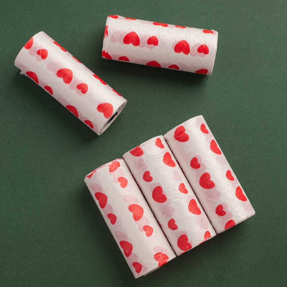 5 Rolls/Pack Heart Printing Leak-Proof Dog Poop Bags Disposable Outdoor Clean Waste Bags for Puppy Pet Supplies Dog Products