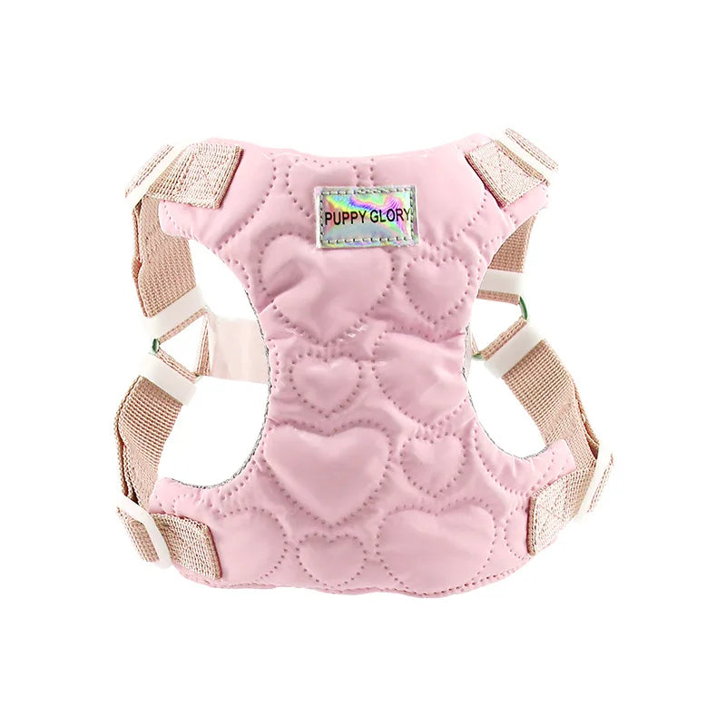 Dog Harness for Small Medium Dogs Cute Heart Pattern Adjustable Nylon Lined Puppy Vest Harness French Bulldog Pet Accessories