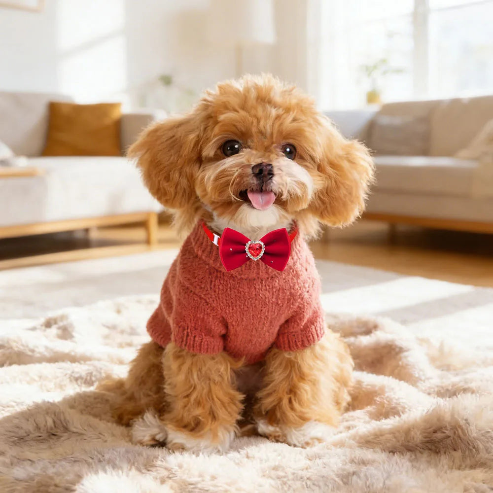 50PCS Diamonds Pet Collars For Dogs and Cats Mixed Colors Adjustable Dog Bowties Small Puppy Bowknots Pet Supplies For Dogs