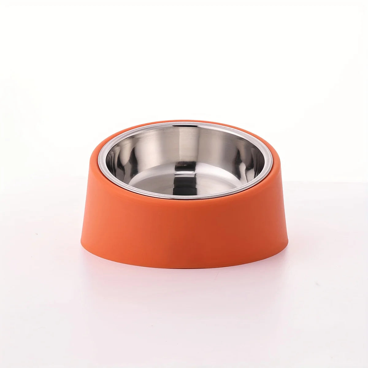 Pet Bowl, Slanted Mouth, Elevated Dog Bowl, Stainless Steel Dog Food Bowl with Bowl Rack, Water Basin, Durable and Detachable