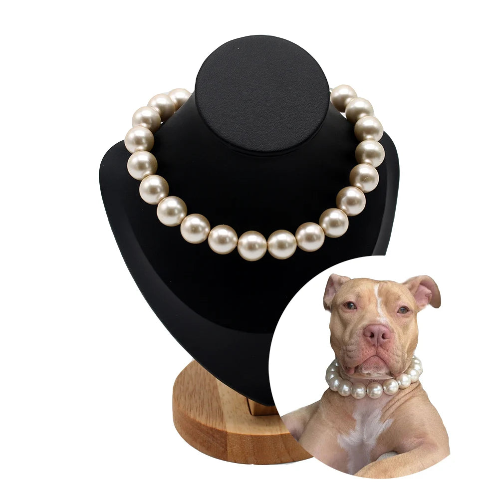 Dog Pearl Collars for Large Dogs Cats Pet Necklace Jewelry Chihuahua Yorkie Girl Clothing Dress Costume Accessories Wire Rope