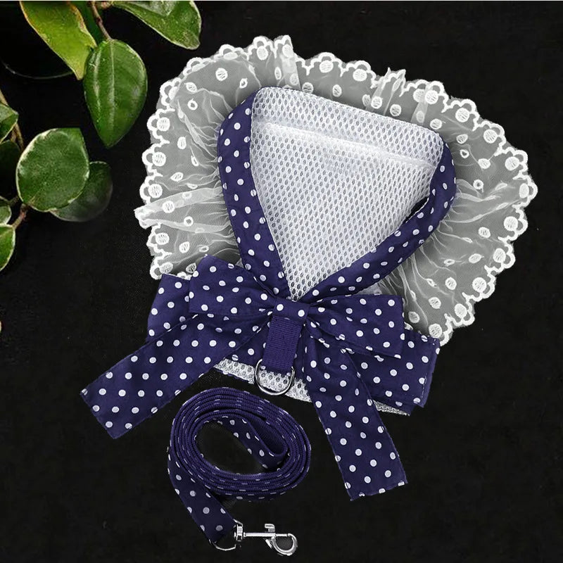 Dog Harness Beautiful Lace Cat Leash Bow Knot Chest Strap Dog Collar Pet Supplies Accessories Dog Leash Red Bow
