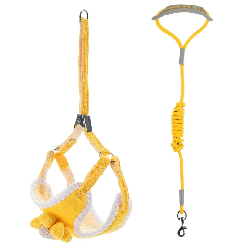 Dog Harness with 1.2m Leash Set Adjustable Pet Harness For Puppy Cats Chihuahua French Bulldog Outdoor Walking Lead Leash