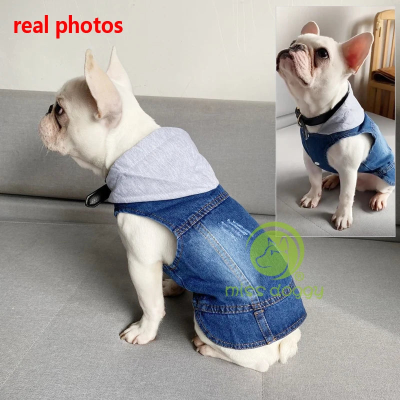 Denim Dog Coats Hot French Bulldog Jean Jacket Fashion Pet Clothes for Small Medium Dogs Chihuahua Jeans Vest Pug Cat Apparels