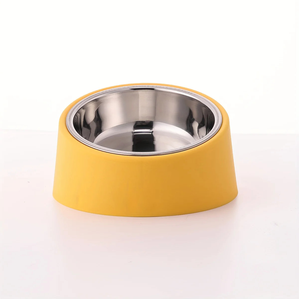 Pet Bowl, Slanted Mouth, Elevated Dog Bowl, Stainless Steel Dog Food Bowl with Bowl Rack, Water Basin, Durable and Detachable