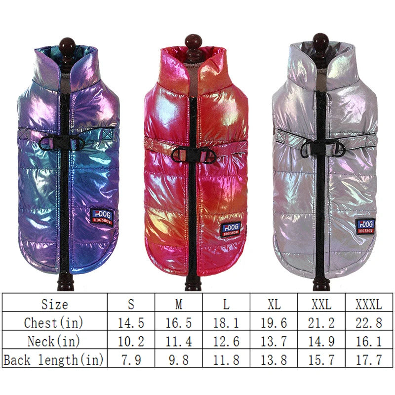 Hot autumn and winter pet clothing waterproof reflective gradual color vest plus velvet warm dog cat clothing pet supplies