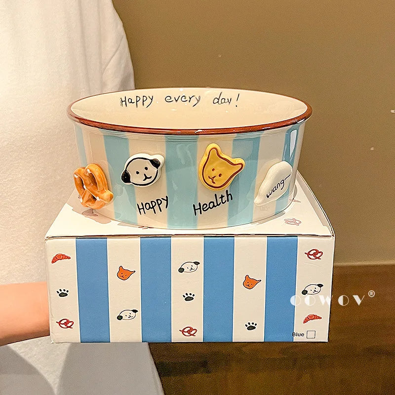 Dog Bowl, Ceramic Snack Bowl, Household Soup Bowl, Noodle Bowl, Snacks, Fried Chicken, French Fries Bucket, Popcorn Salad