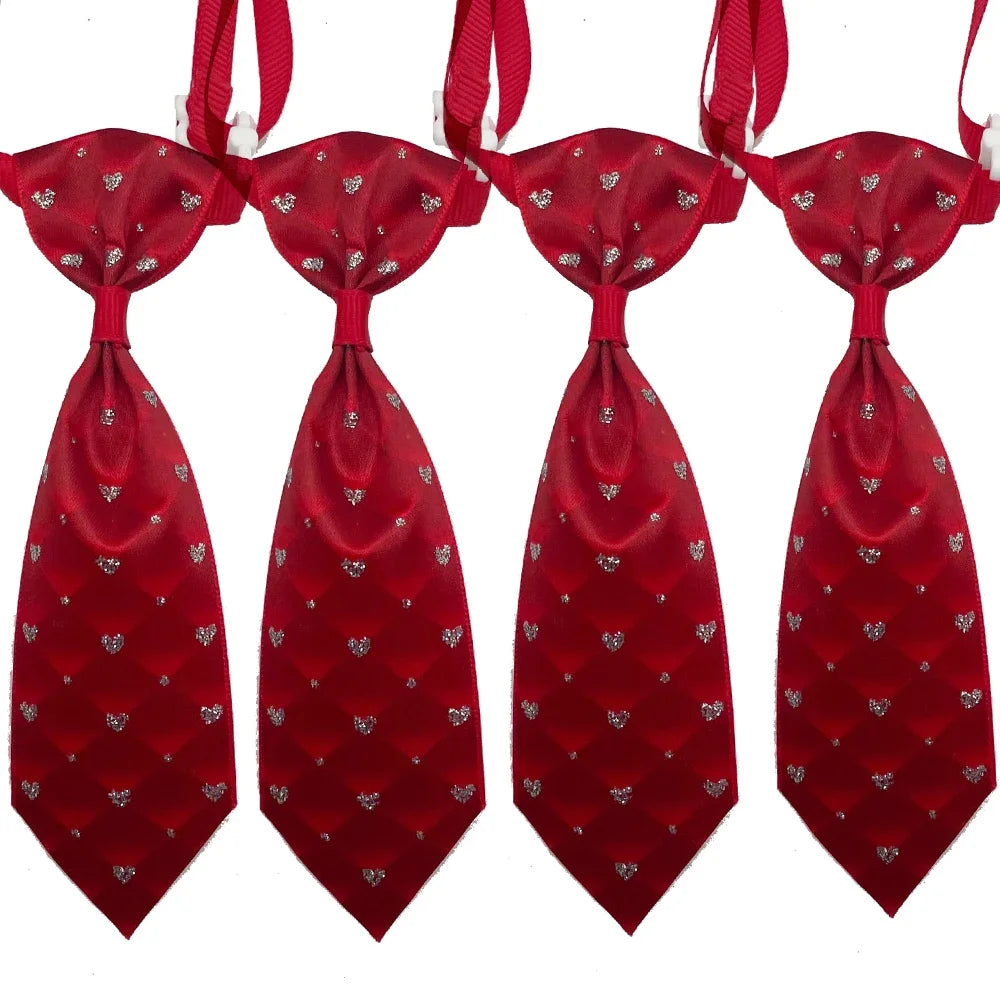50pcs Cute Dog Bow Tie Love Heart Style Pet Supplies Valentine's Day Small Dog Red Puppy Bow Tie Pet Dog Cat Collar Accessories