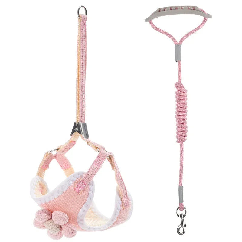 Dog Harness with 1.2m Leash Set Adjustable Pet Harness For Puppy Cats Chihuahua French Bulldog Outdoor Walking Lead Leash