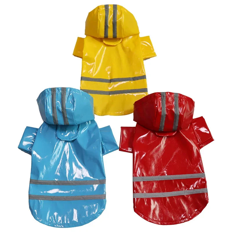 Dog Clothes, Waterproof Jackets, Hooded Raincoats with Reflective Strip, Outdoor Breathable Clothes for Puppies
