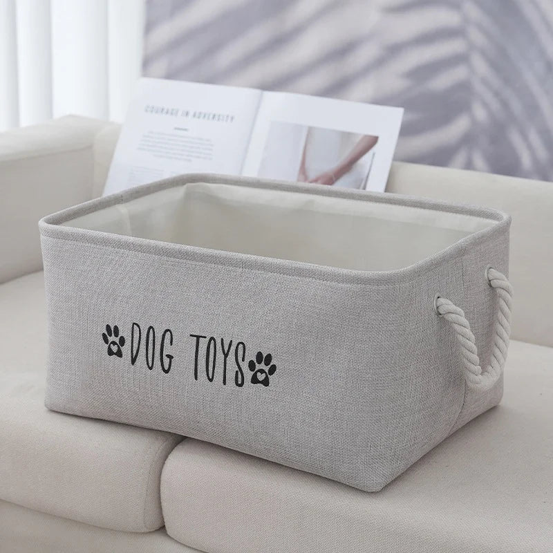 1PC Pet Toy Storage Basket, Woven Polyester Organizer for Dog and Cat Supplies, Clothing, Snacks, Toys