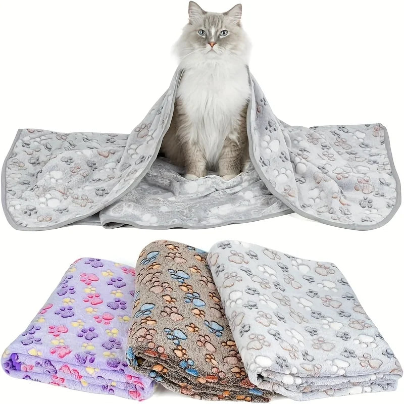 3pcs/1pc Thickened Pet Blankets with Paw Print & Bone Patterns - Soft Plush Machine Washable Dog Blankets for All Dog Sizes