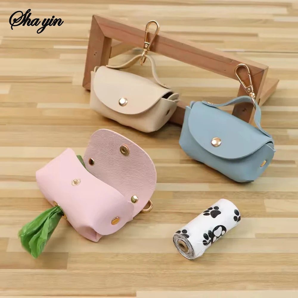 1PC Portable Pet Waste Bag Dispenser With Leather Carrying Case For Outdoor Use. Multi-Color Dog Waste Bag Storage Bag.
