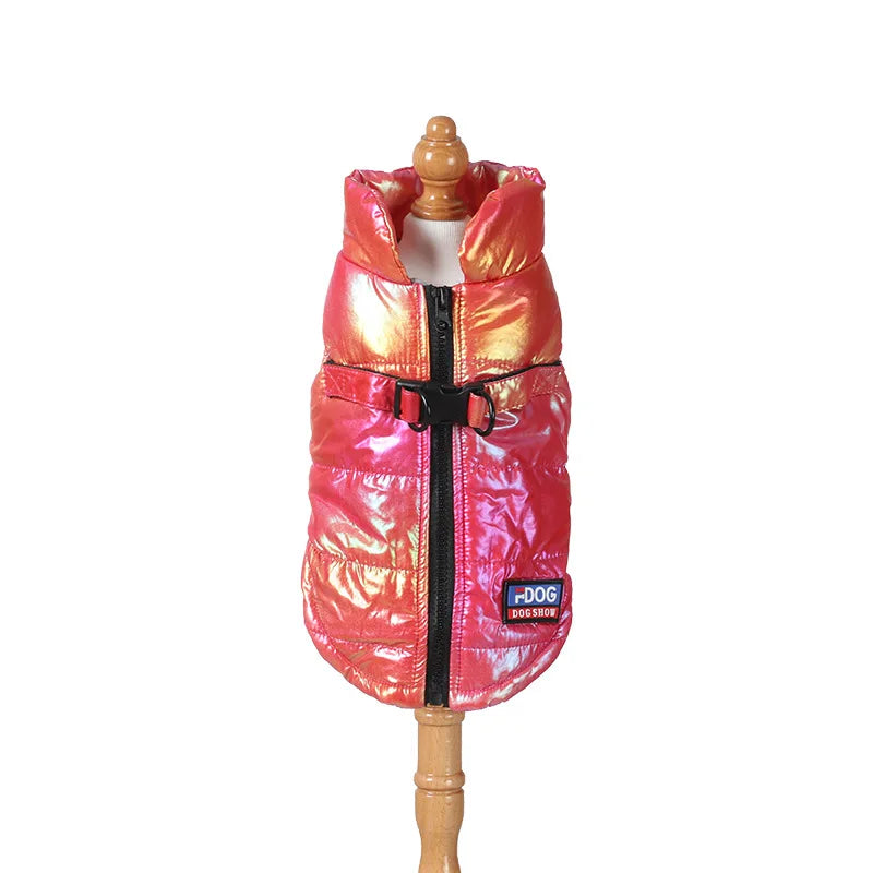 Hot autumn and winter pet clothing waterproof reflective gradual color vest plus velvet warm dog cat clothing pet supplies