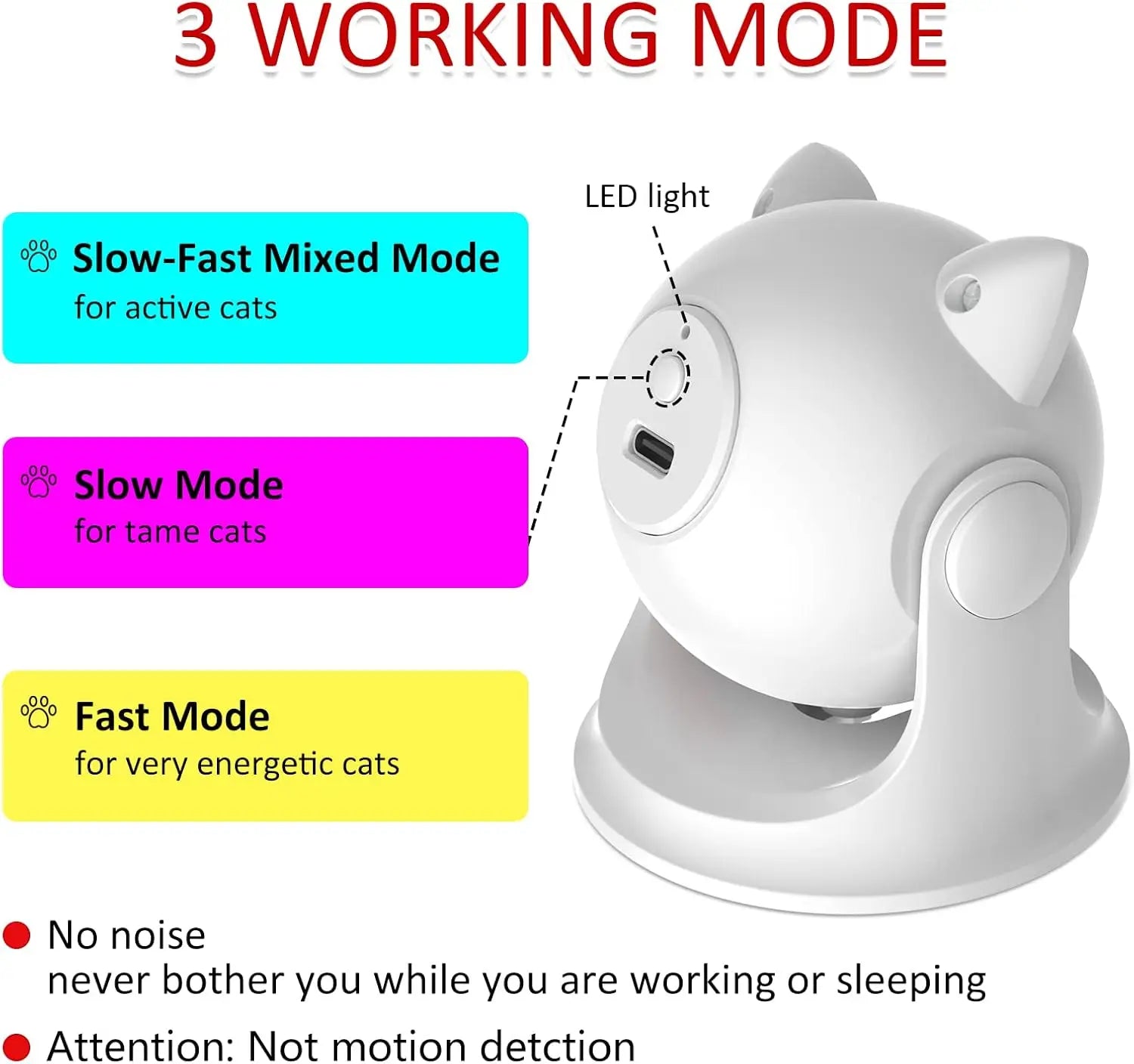 ATUBAN Automatic Cat Laser Toys, Interactive Cat Toys Built-in Real Motion Sensor, Multi-Angle Adjustable Rechargeable Pet Toys