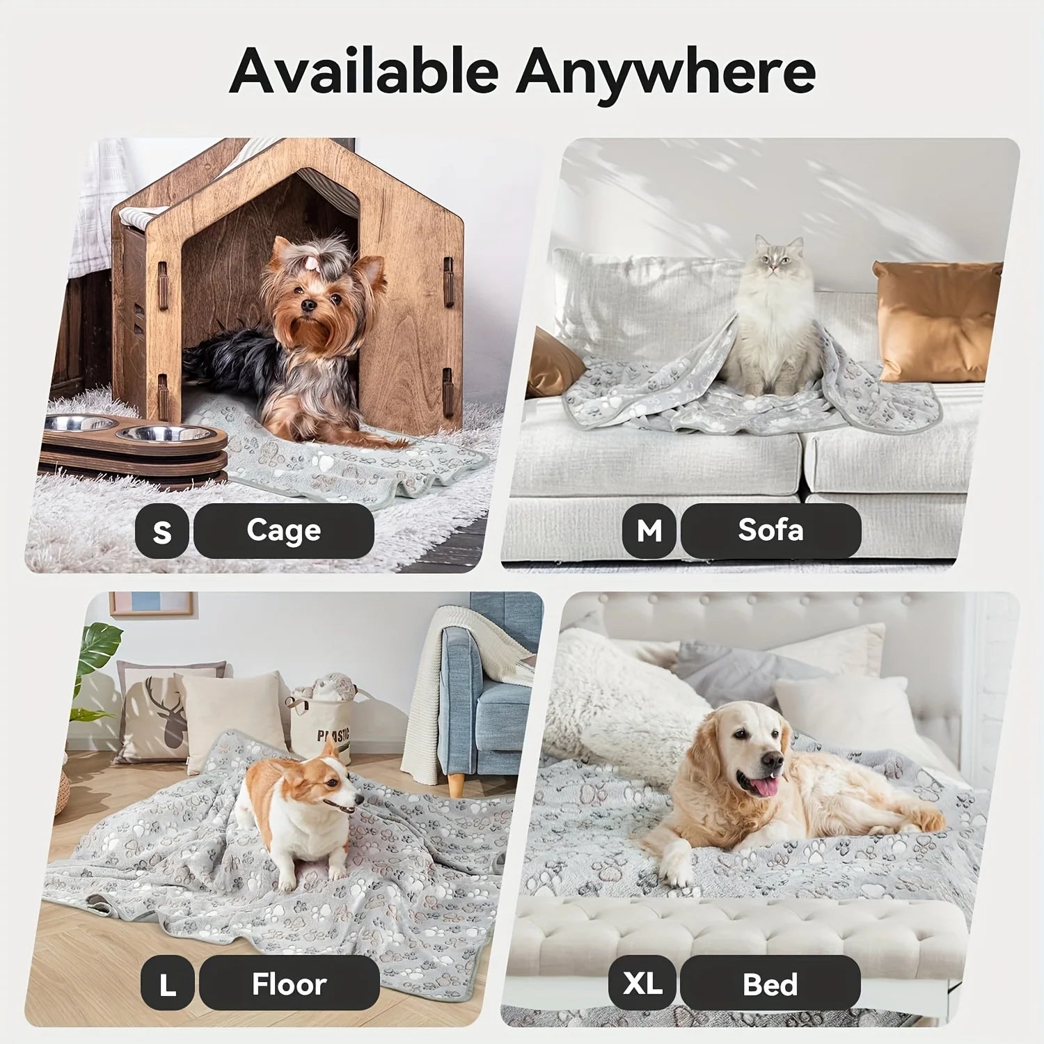 3pcs/1pc Thickened Pet Blankets with Paw Print & Bone Patterns - Soft Plush Machine Washable Dog Blankets for All Dog Sizes