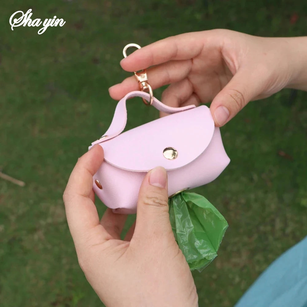 1PC Portable Pet Waste Bag Dispenser With Leather Carrying Case For Outdoor Use. Multi-Color Dog Waste Bag Storage Bag.