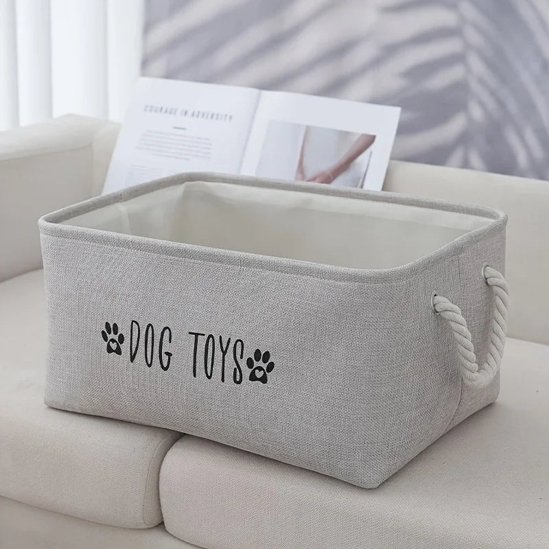 1PC Pet Toy Storage Basket, Woven Polyester Organizer for Dog and Cat Supplies, Clothing, Snacks, Toys