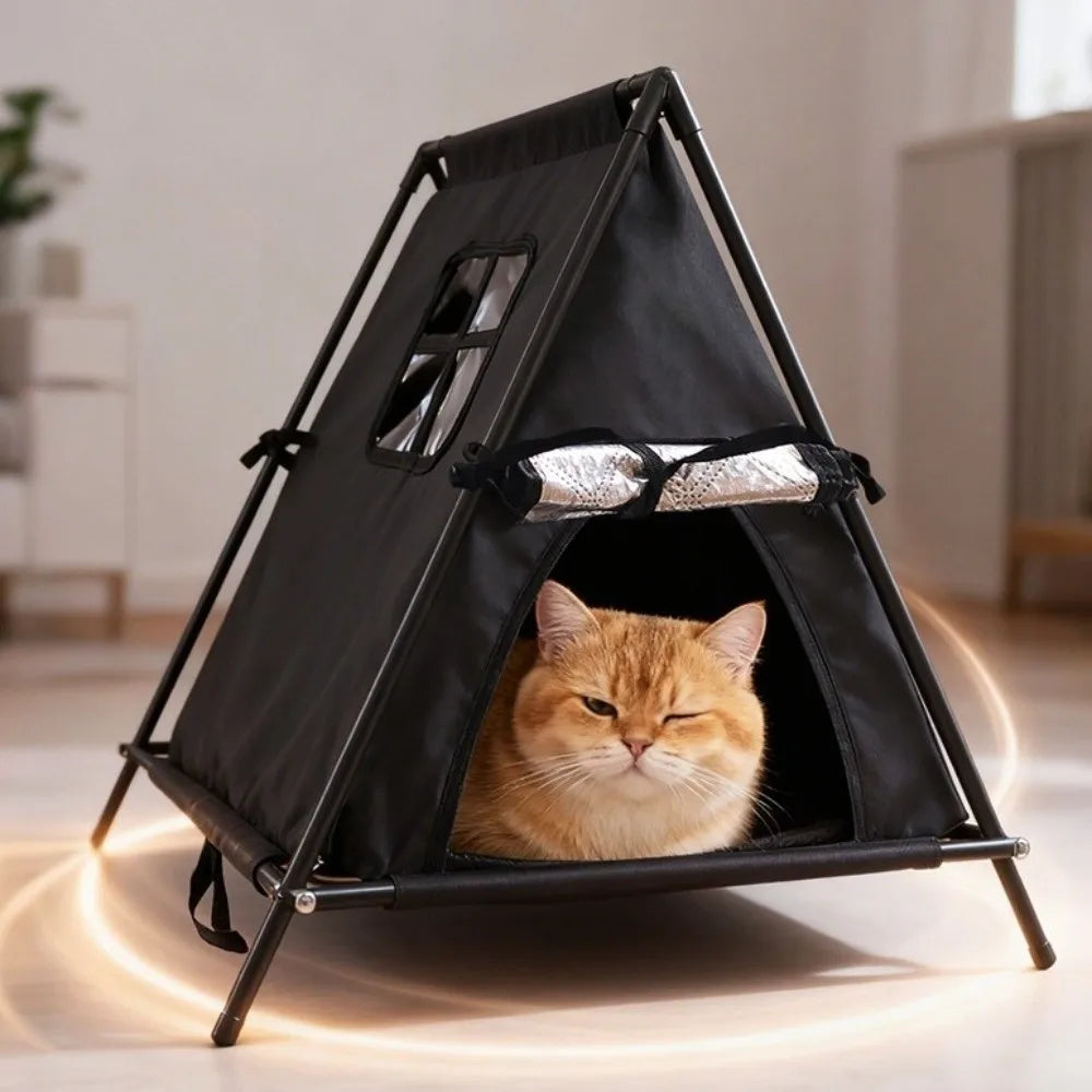 Minimalist Portable Outdoor Pet Tent Foldable Warm Cat Teepee Tent Oxford Waterproof Feral Cat Shelter All-Season Use