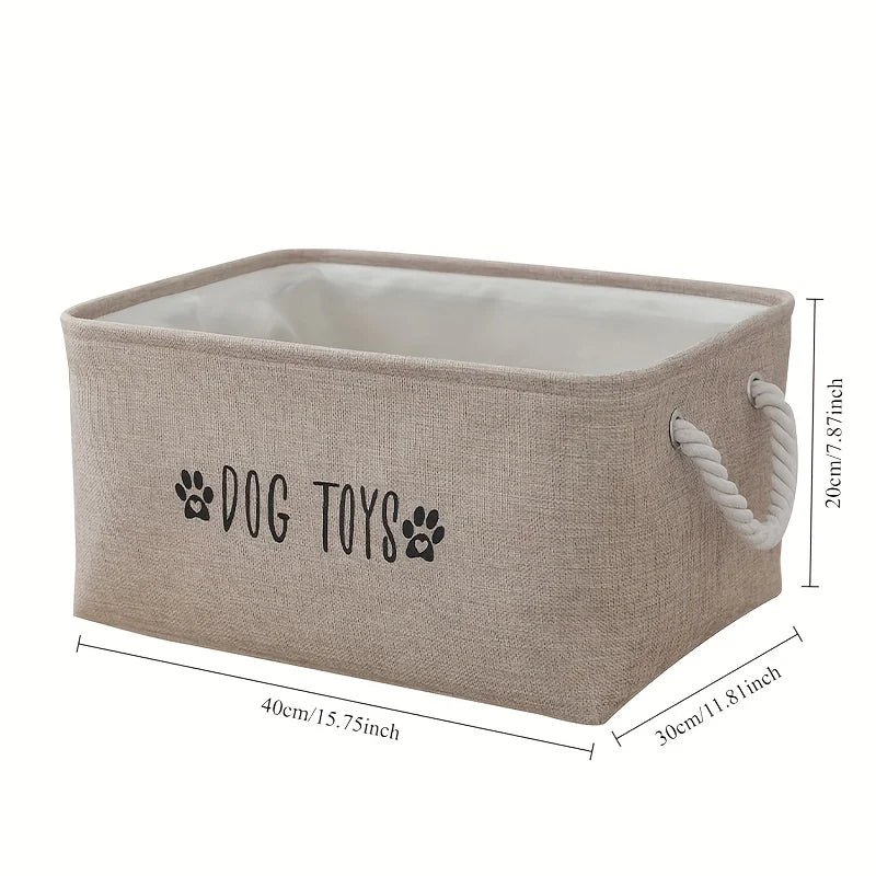 1PC Pet Toy Storage Basket, Woven Polyester Organizer for Dog and Cat Supplies, Clothing, Snacks, Toys