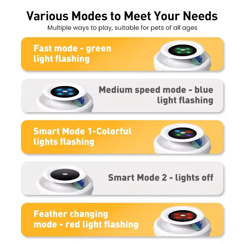 2 in 1 Smart Cat Toys Automatic Feather Fun Ball Toy Set For Cat Dog 5 Modes Electronic Interactive Pet Toy Accessories