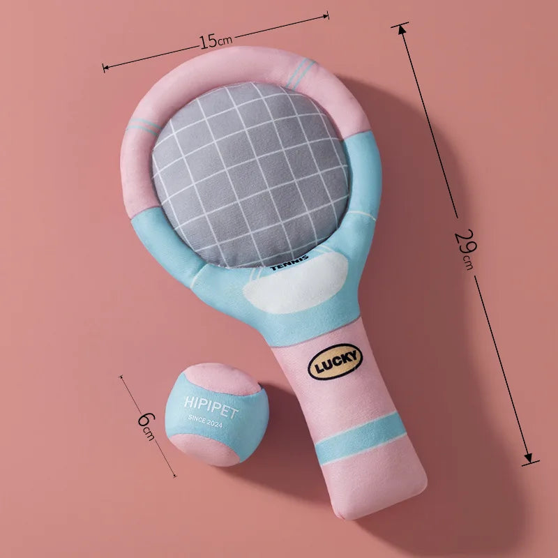 Dog Tennis Sports Soundpaper Racquet Toy Teddy Teeth Grinding Companion Pet Supplies Dog Toys for Small Dogs Puppy Accessories