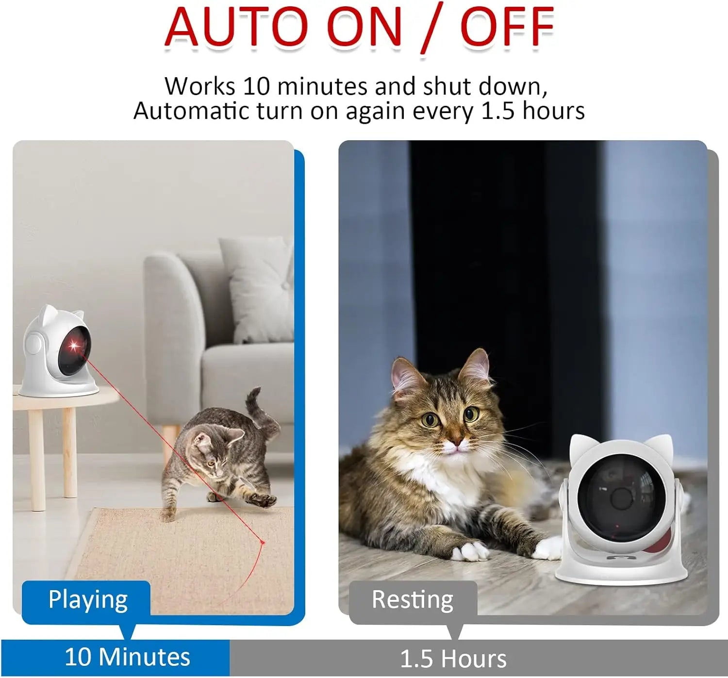 ATUBAN Automatic Cat Laser Toys, Interactive Cat Toys Built-in Real Motion Sensor, Multi-Angle Adjustable Rechargeable Pet Toys