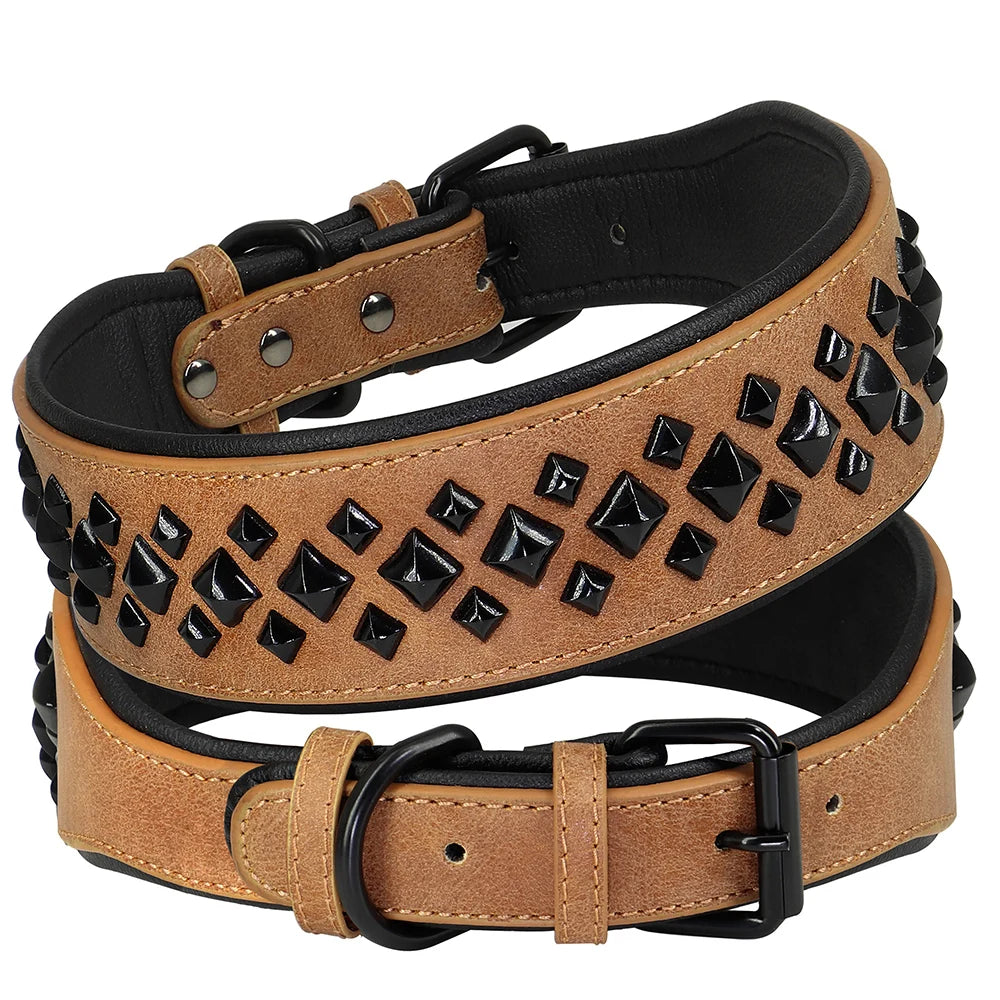 Dog Collar For Large Dogs Cool Spikes Studded Leather Pet Collars For German Shepherd Mastiff Rottweiler Bulldog Accessories